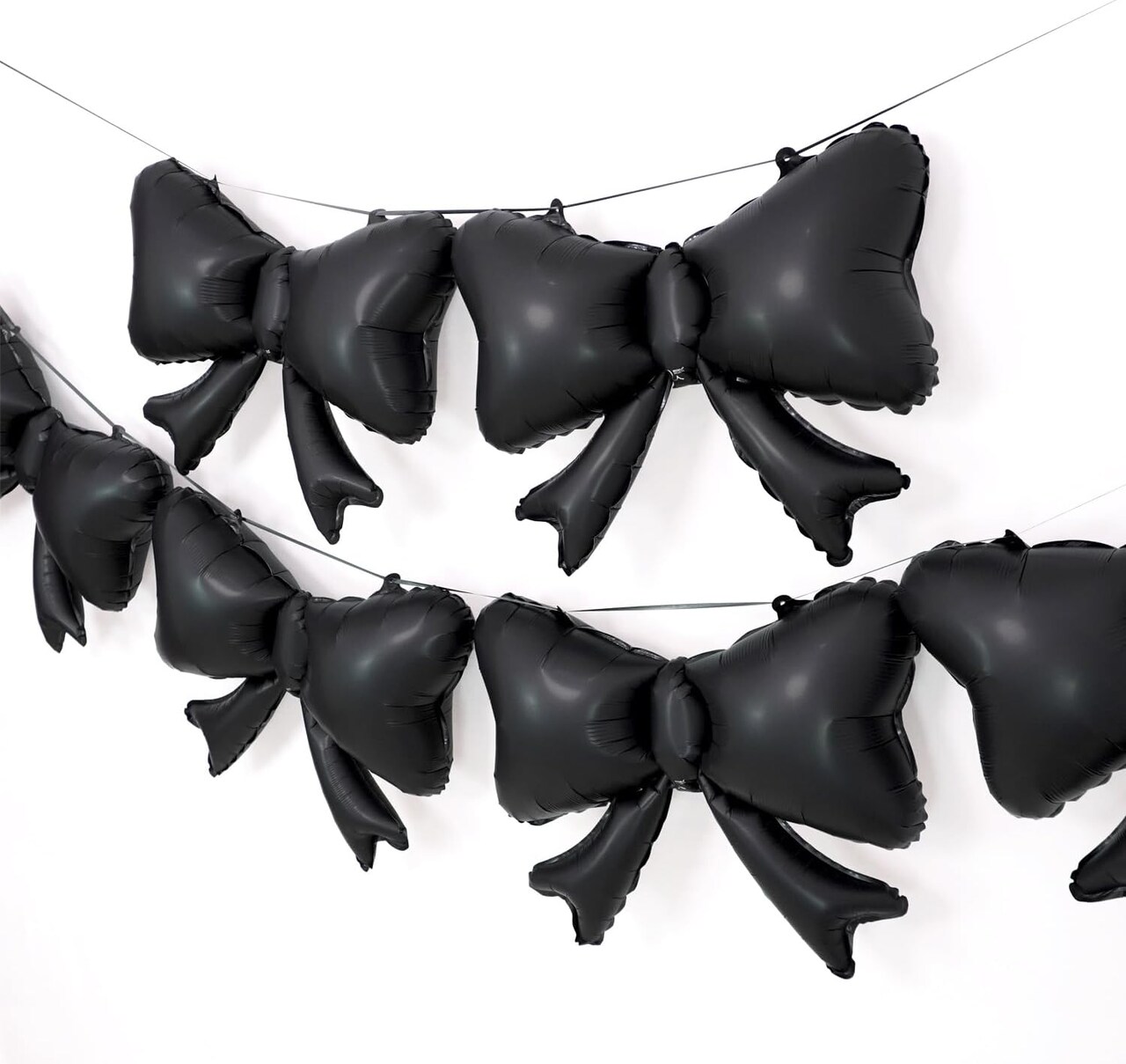 6 Pieces Bow Balloons, Black Matte Metallic Foil Bow Balloon for Men Women Boys Girls Bowtie Theme Birthday Party, Wedding Bridal Shower, Black Party Decorations, Balloon Garland Accessories